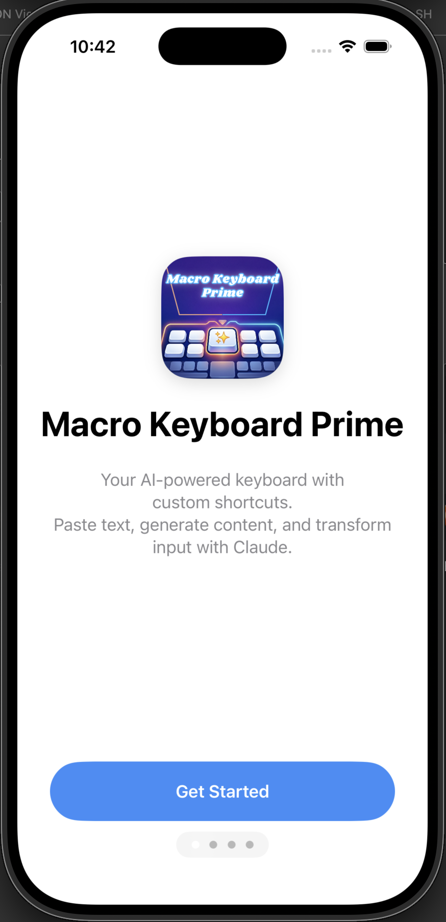 Macro Keyboard Prime welcome screen