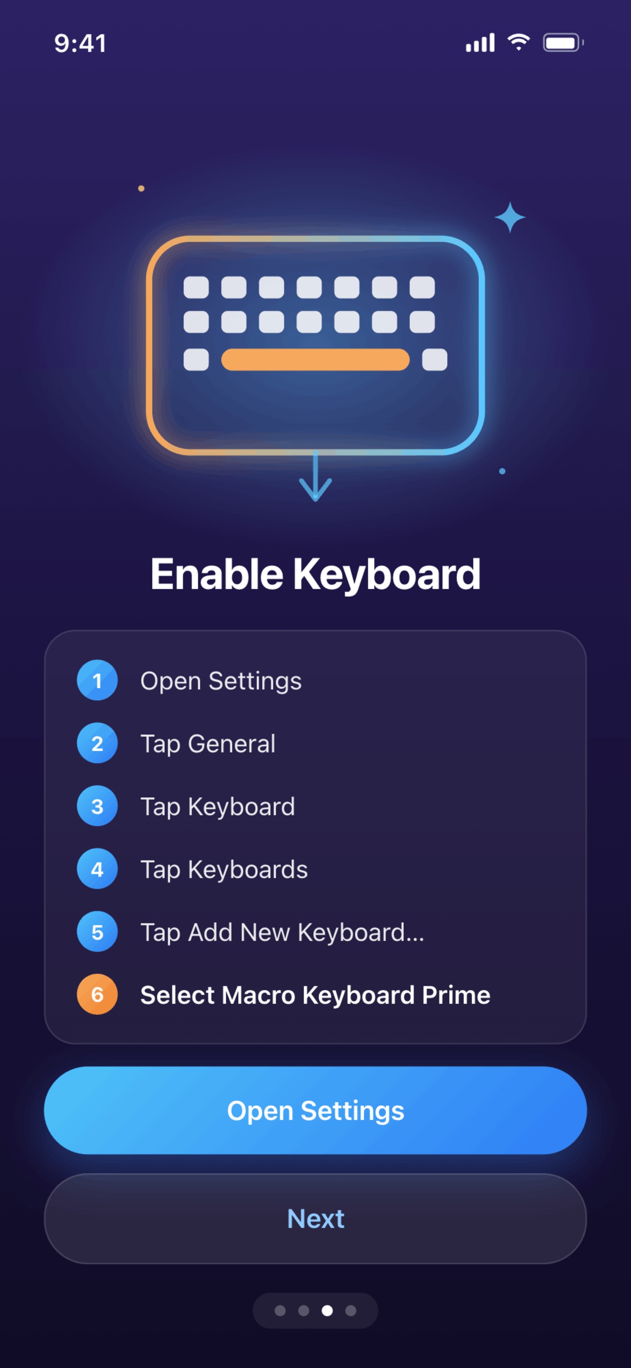 Enable Keyboard onboarding step